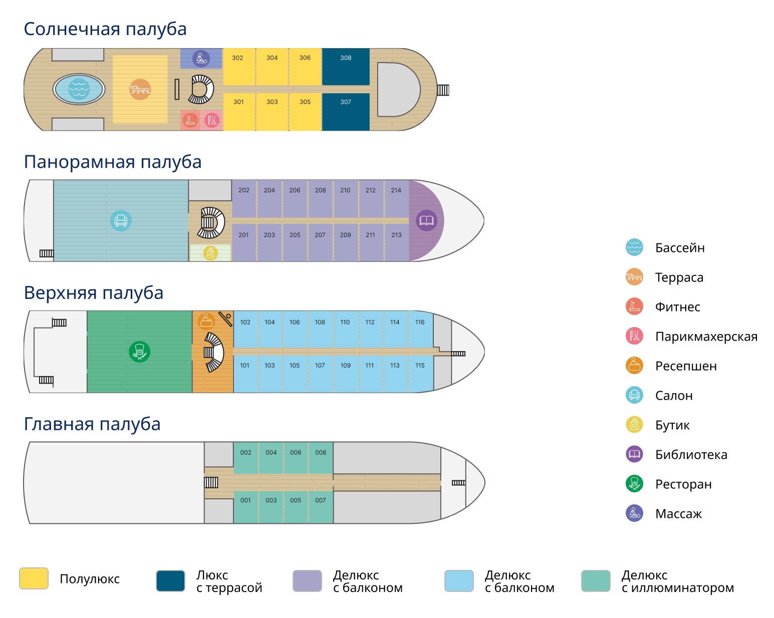 Схема палуб теплохода «La Marguerite (Маргарита)»